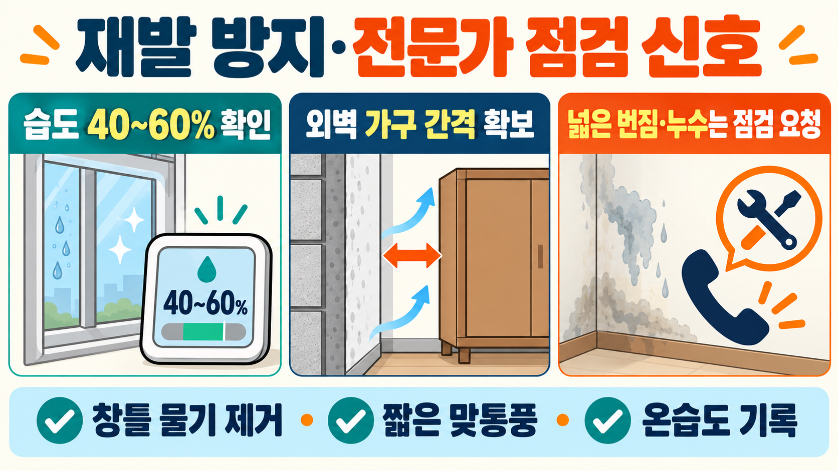 벽지 곰팡이와 결로, 발견부터 예방까지 안전 대처 가이드 확인 정보 카드