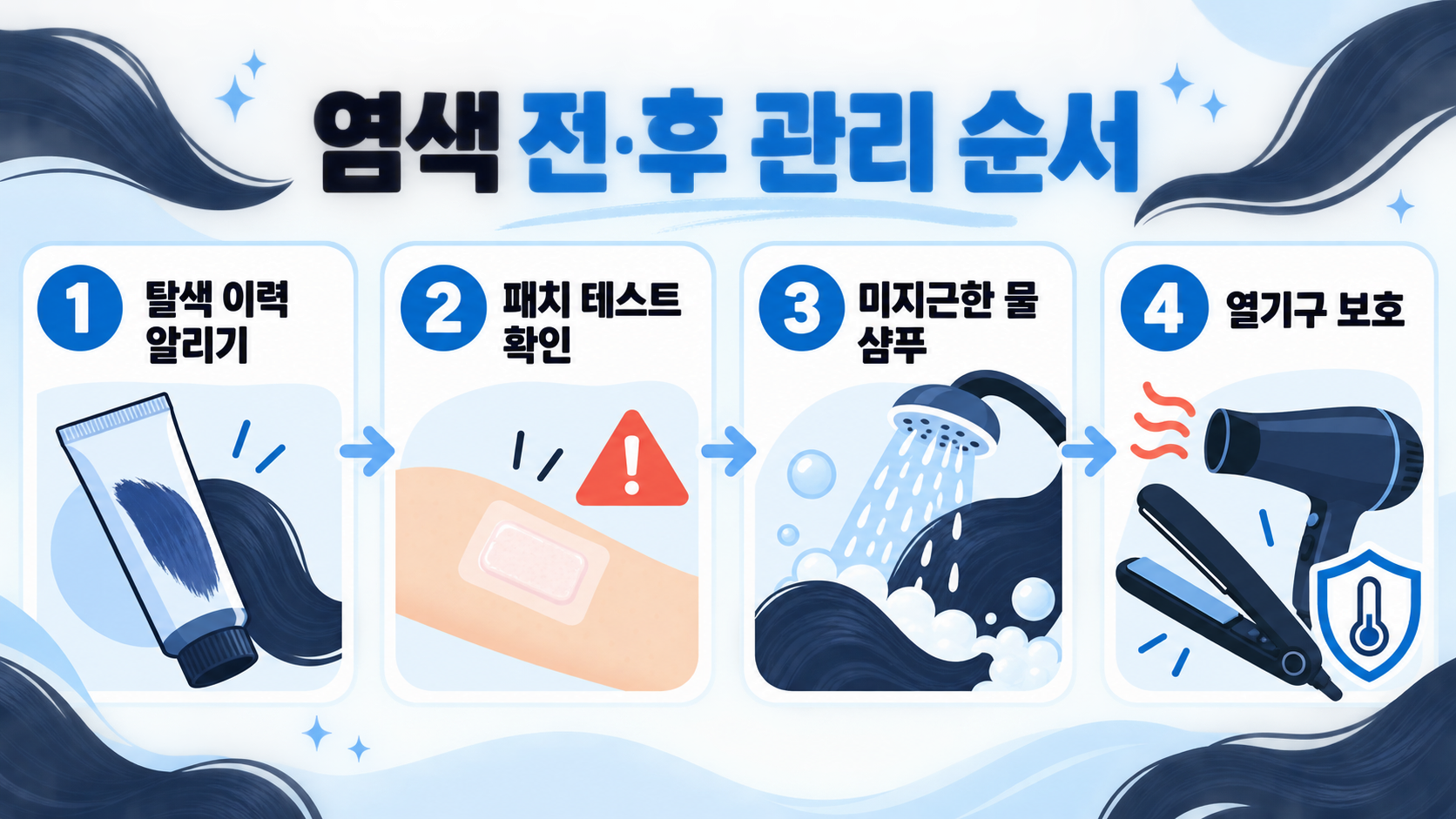 겨울 쿨톤 염색 추천: 블랙·블루블랙 비교 확인 정보 카드