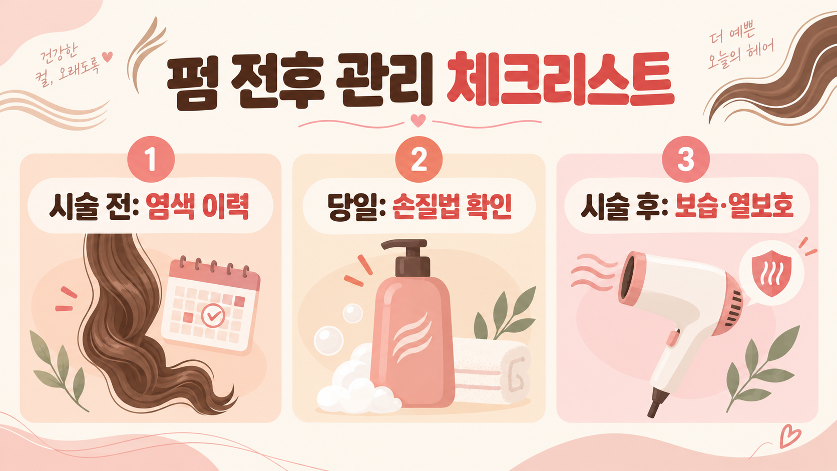 여자 파마 종류 13가지: 컬·기장·손질 기준 여자펌 가이드 확인 정보 카드