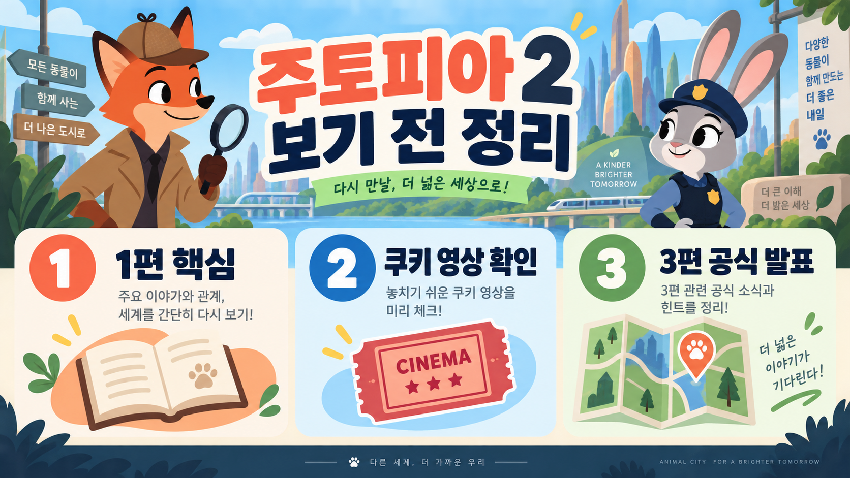 주토피아 2 보기 전 정리: 쿠키 영상·3편 가능성·1편 안 보고 봐도 될까 정보 카드